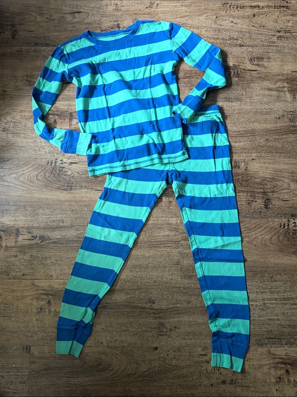 Kids Blue & Gree. Striped Long Sleeve Pajama Set size 12 boys